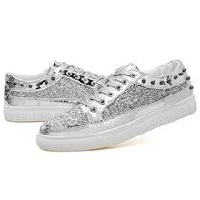 Load image into Gallery viewer, GOODRSSON Casual Shoes Women Shine Vamp Lace Up Breathable New Fashion Rivet Heel Tide Comfortable  Casual Footwear Female Solid