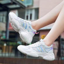 Load image into Gallery viewer, GOODRSSON Casual Sports Shoes Women Shine Vamp Breathable Soft Height Increasing Fashion Tide Shoe Female Lace Up Sneaker Women