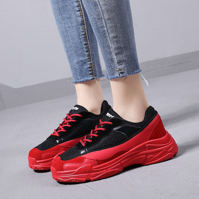 GOODRSSON Summer Casual Women Shoes Lace Up Height Increase Casual Shoes Female Outdoor Sports Footwear Breathable Perspiration