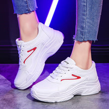Load image into Gallery viewer, GOODRSSON Women Casual Sneaker Thick Bottom Height Increase PU Air Mesh Vamp Solid Lace Up Casual Footwear Female Jogging Shoes